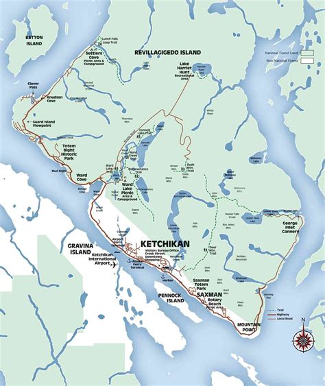 Juneau, Skagway, and Ketchikan Alaska Map and Walking Guide • Alaska ...