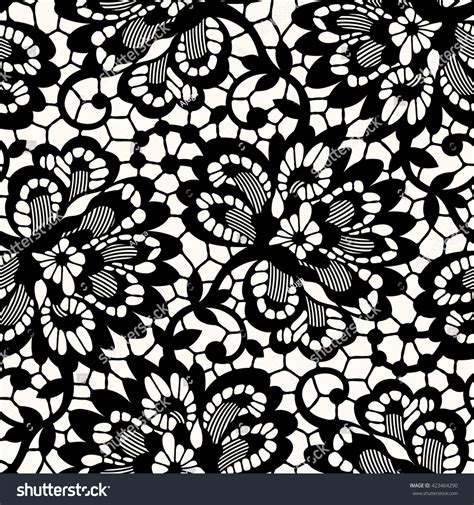 Black Lace Seamless Pattern Stock Vector (Royalty Free) 423464290 | Shutterstock