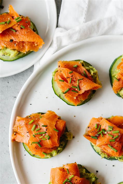 Smoked Salmon, Avocado and Cucumber Bites | Downshiftology