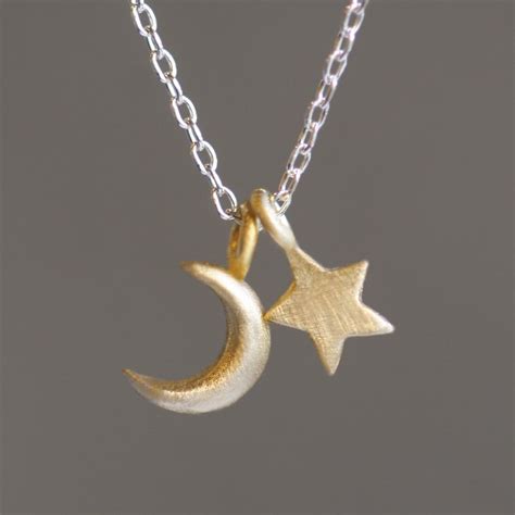 Small Moon and Star Necklace in 14K and Sterling Silver - Etsy