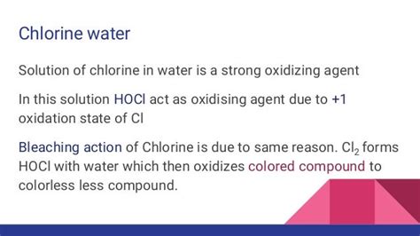 Chemical Properties of Chlorine Gas