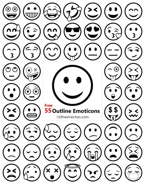 Outline Emoji Icons Free Pack | Emoji templates, Emoji tattoo, Emoji ...