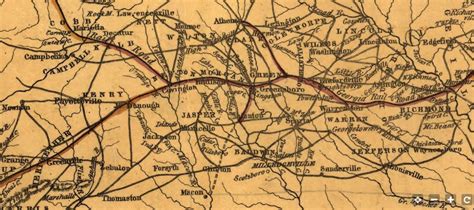 1839 map of middle Georgia showing Railroads from the Edgefield County area of South Carolina ...