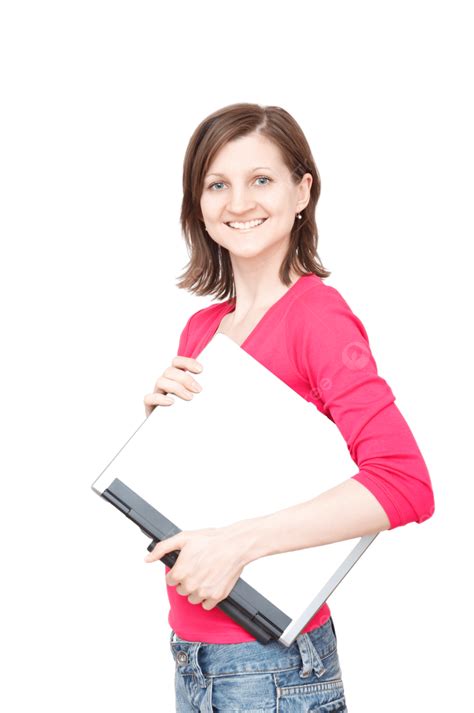 Smiling Woman Holding Laptop Backgrounds, Person, Portrait, Adult PNG ...