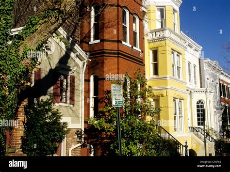 Washington DC Colorful Georgetown Row Houses Stock Photo - Alamy