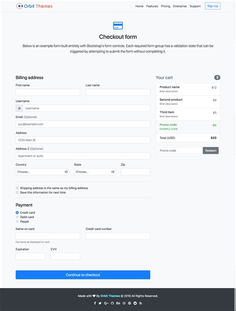 Checkout Form Template