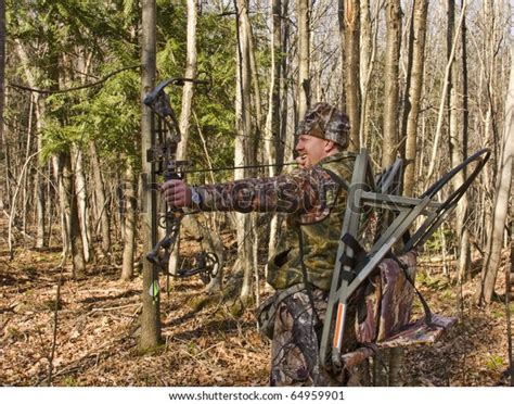 Bow Hunter Camouflage Pulling Back Compound Stock Photo (Edit Now) 64959901