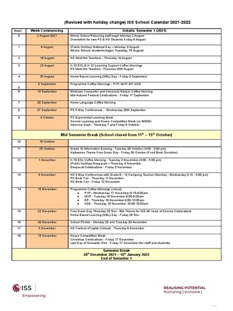 Iss School Calendar 2021-2022 Updated 17dec2021 | PDF | Academic Term ...