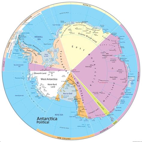 Antarctica Political Map Wall Map - Riset