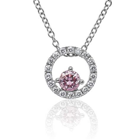 18ct White Gold Natural Pink Diamond Necklace - Cerrone