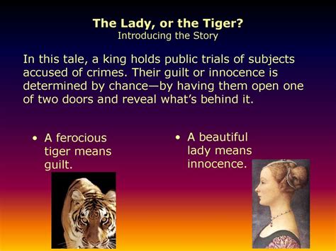 The Lady, or the Tiger? By Frank R. Stockton - ppt download