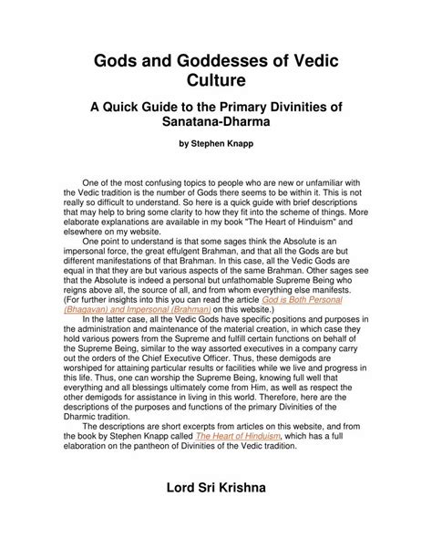 (PDF) Gods and Goddesses of Vedic Culture - Hindu Temple … and Goddesses of Vedic Culture A ...