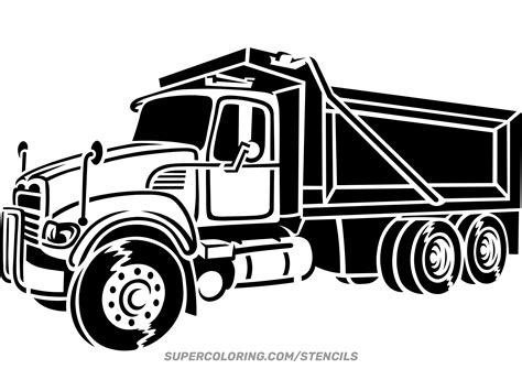 Stencil of Dump Truck | Free Printable Papercraft Templates