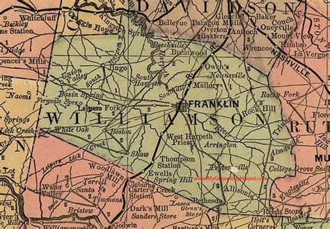 Williamson County, Tennessee 1888 Map | Williamson county, Tennessee map, County map