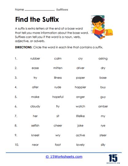 Suffixes Worksheets - 15 Worksheets.com