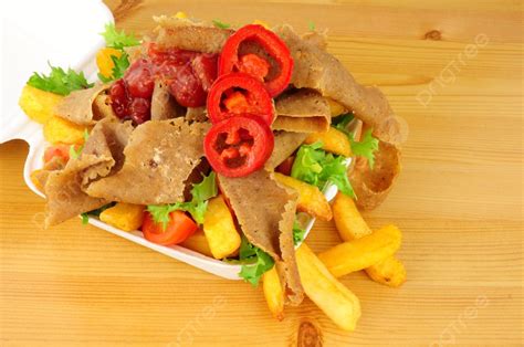 Doner Kebab Meat And Chips In A Take Away Box Photo Background And Picture For Free Download ...