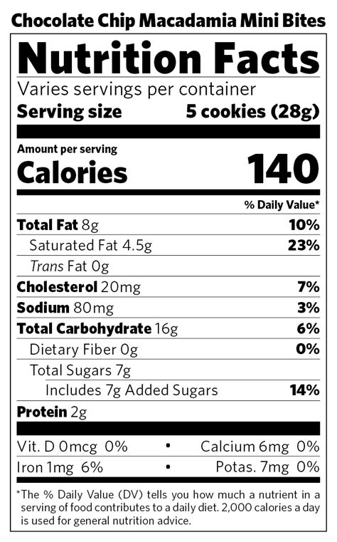 Nutritional Facts-Cookie Gifts-Honolulu Cookie Company