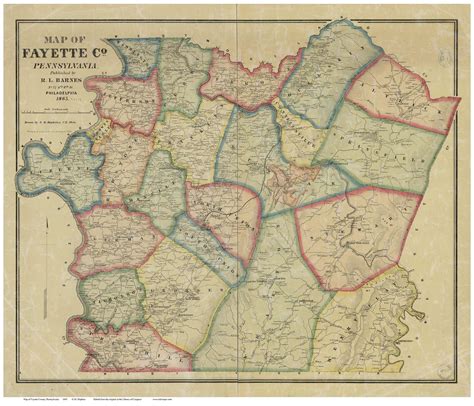 Fayette County Pennsylvania 1865 - Old Map Reprint - OLD MAPS