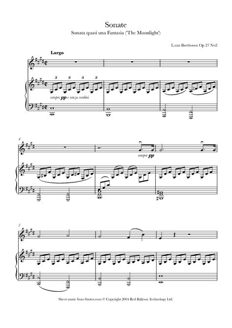 Free Piano Sheet Music Moonlight Sonata Easy Version - Moonlight Sonata ...