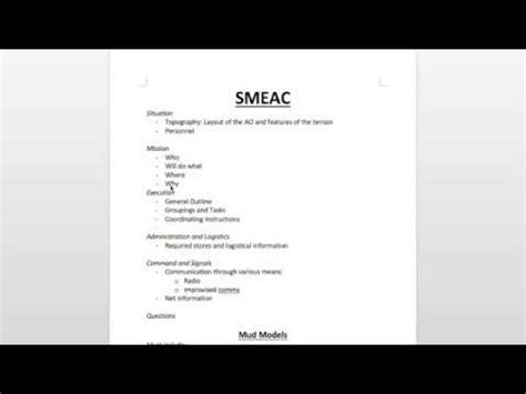 Delivery of Formal Orders using SMEAC Proforma part 1 - YouTube