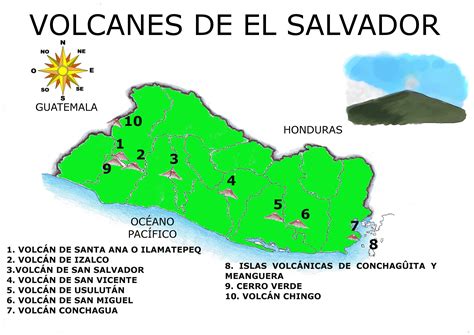 Imágenes del mapa del salvador con sus volcanes