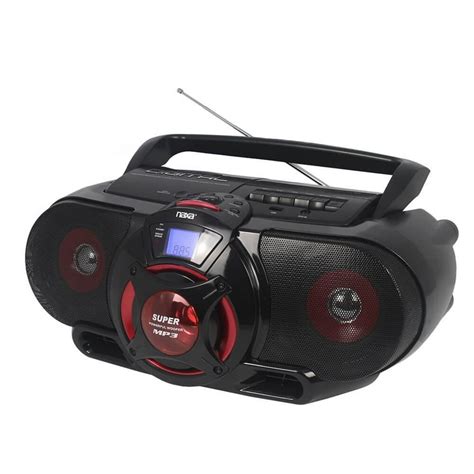 Naxa Portable Bluetooth® MP3/CD AM/FM Stereo Radio Cassette Player/Recorder with Subwoofer and ...