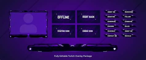 Premium Vector | Purple twitch stream overlay pack