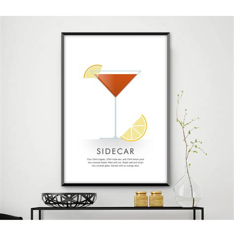 Sidecar Cocktail Illustration - Kitchen Art Posters - Easy Download