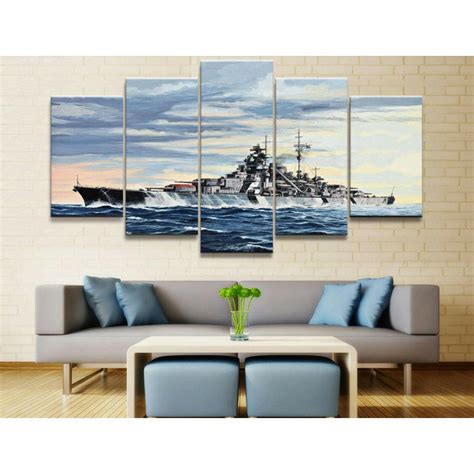 German Battleship Bismarck Wall Art Canvas Decor Printing - Pencil Canvas