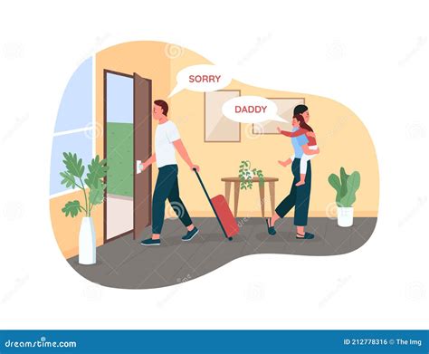 Father Leaving Wife and Child 2D Vector Web Banner, Poster Stock Vector - Illustration of ...