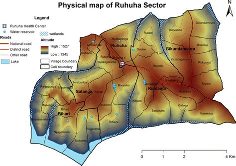 Map of Ruhuha sector, Bugesera district showing lay out of the 5 cells ...