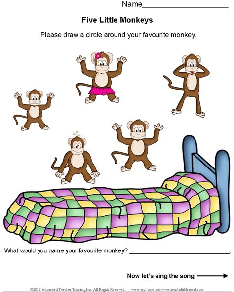 Printable Five Little Monkeys - Printable Word Searches