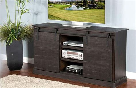 Sunny Designs™ Charred Oak 65" TV Console with Barn Door | Bob Mills ...