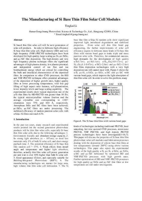 (PDF) The Manufacturing of Si Base Thin Film Solar Cell Modules | 昌鑫 葉 - Academia.edu
