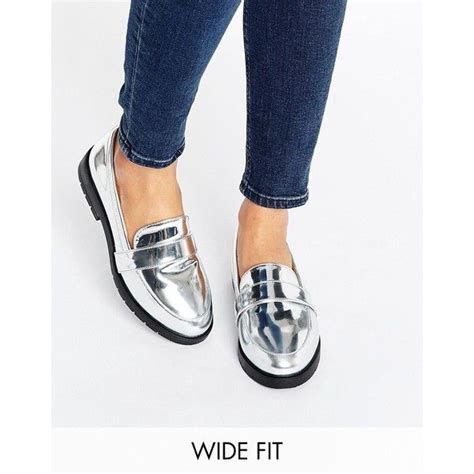 New Look Wide Fit Metallic Loafer ($37) liked on Polyvore featuring ...