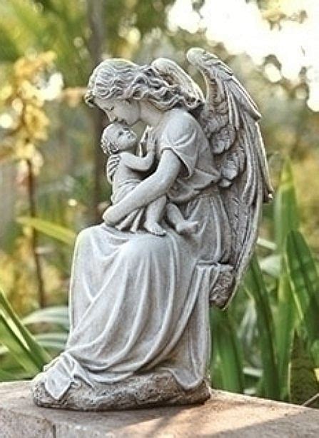 Guardian Angel Holding Baby in Arms Statue