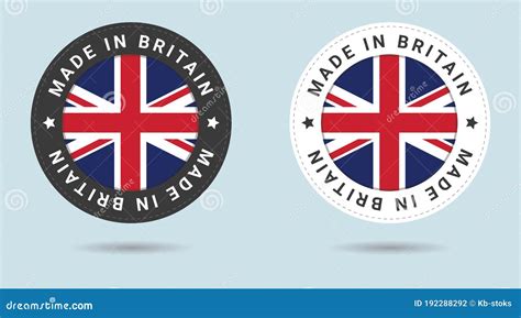 Set of Two British Stickers. Made in Britain. Simple Icons with Flags ...