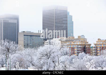 City skyline, winter, Winnipeg, Manitoba, Canada Stock Photo, Royalty ...