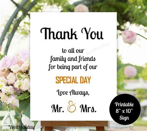 PRINTABLE Thank You Wedding Sign Thank You Sign by WedHoliday | Wedding ...