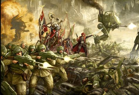 Warhammer 40k artwork — Cadian Shock Troops (Fall of Cadia artwork)