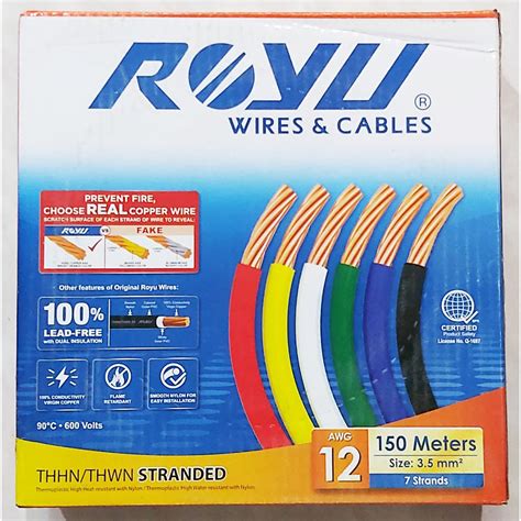 Original Royu THHN / THWN 12/7 (3.5mm sq.) Gauge Wire Stranded x 150 meters | Shopee Philippines