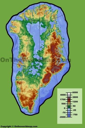 Greenland Physical Map - FreePrintable.me