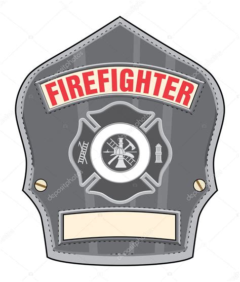 Firefighter Helmet Badge is an illustration of a black leather firefighter helmet or fireman hat ...