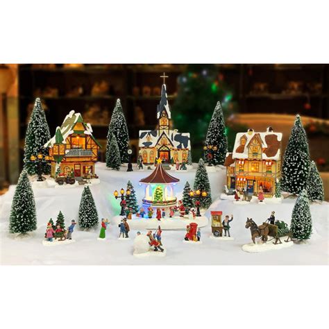 The Holiday Aisle® 30 pc Christmas Village Set - LED Lights - Battery ...