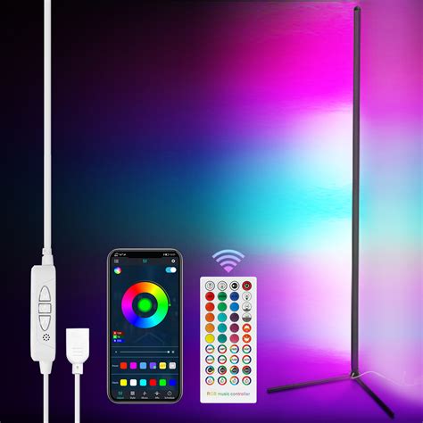 Buy TOCLL LED Corner Floor Lamp RGBIC Colour Changing Floor Lamp 61.5'' Tall with App and Remote ...