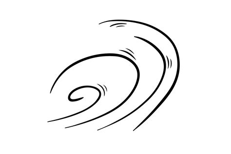 Wind blow in doodle style, vector illustration. Wave cold air during windy weather. Gust symbol ...