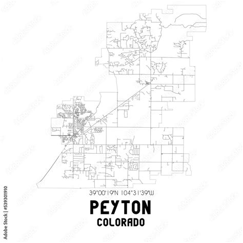 Peyton Colorado. US street map with black and white lines. Illustration ...