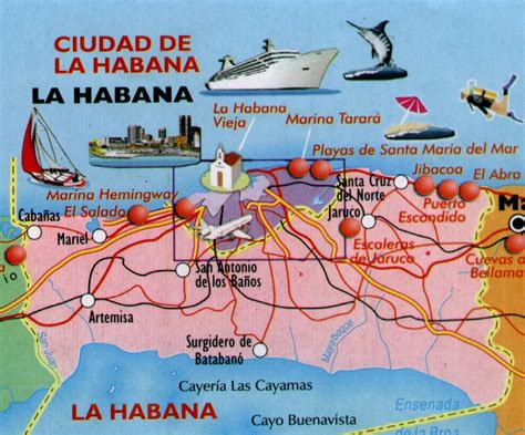 Havana beaches map - Map of Havana beaches (Cuba)