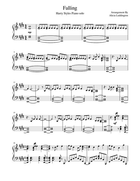 Falling Harry Styles piano solo Sheet music for Piano | Download free ...