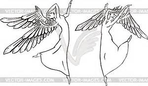 Dancing angels - vector clipart